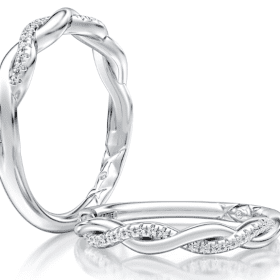 Alternating Row Diamond Wedding Band
