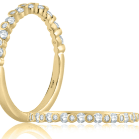 Alternating Bezel Set Half Circle Stackable Band
