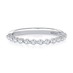 Delicate Shared Single Prong Halfway Diamond Wedding Band