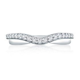 Curved Diamond and Polished Wedding Band