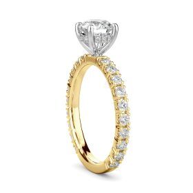 Amore Collection Two Tone Round Diamond Hidden Halo Engagement Ring Setting