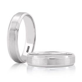 Domed Brushed Matte Platinum Men’s Wedding Band With Polished Edges