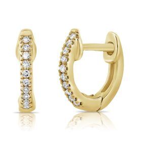 Yellow Gold Diamond Huggie Hoops