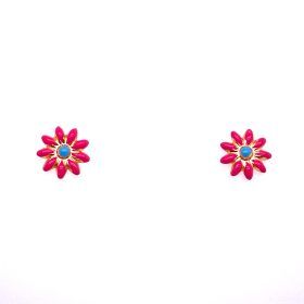 Petite Pink and Blue Enamel Flower Stud Earrings