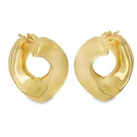 Yellow Gold V Twist Hoop Earrings