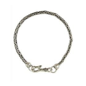 John Varvatos Silver Byzantine Bracelet with Skull Clasp
