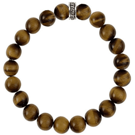 10mm Brown Tiger Eye Bead Bracelet with Logo Ring