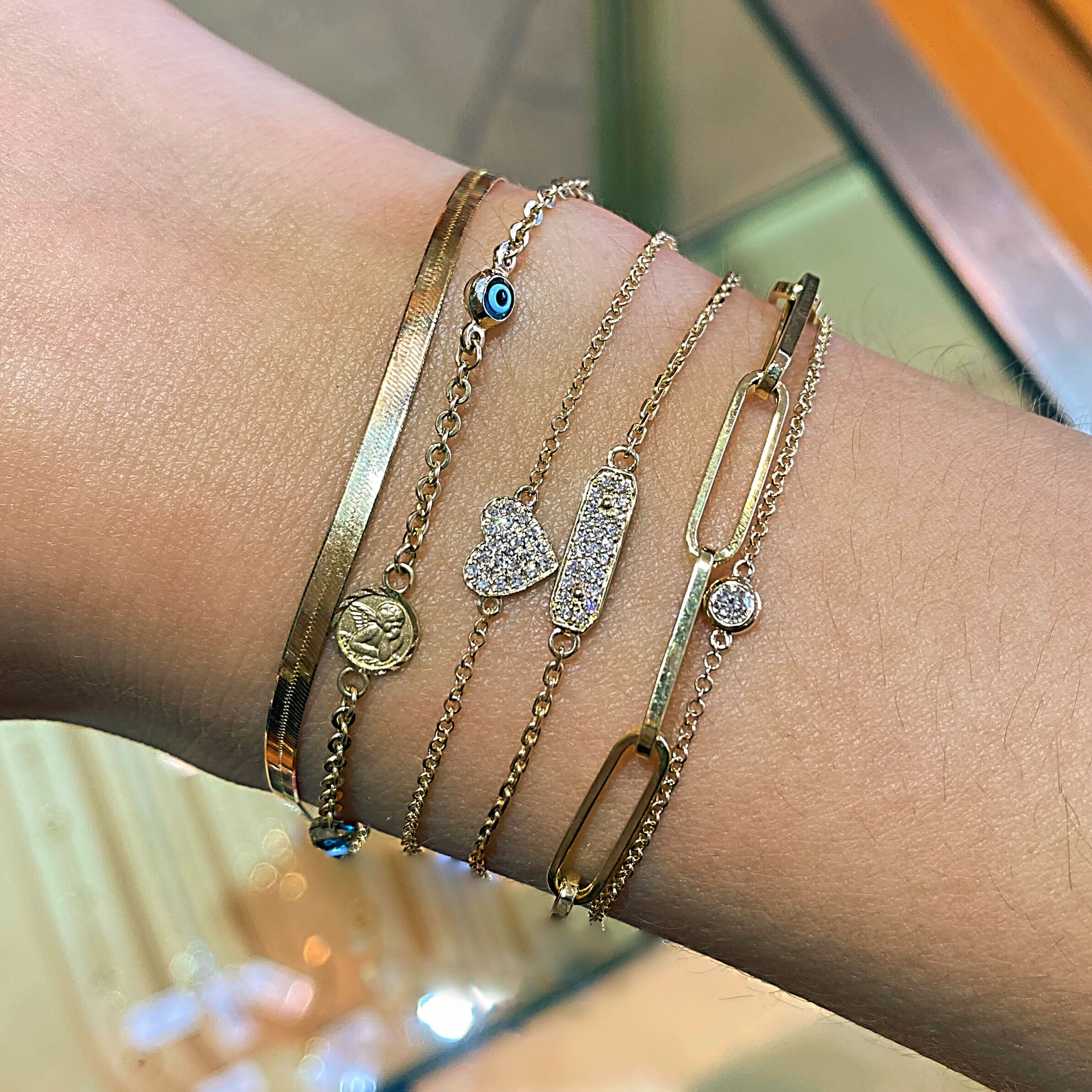 herringbone bracelet stack