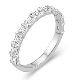 White Gold Baguette Half Anniversary Band