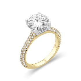 Two Tone Hidden Halo Pave Diamond Engagment Ring Setting