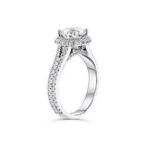 Round Diamond Halo Split Shank Engagement Ring Setting