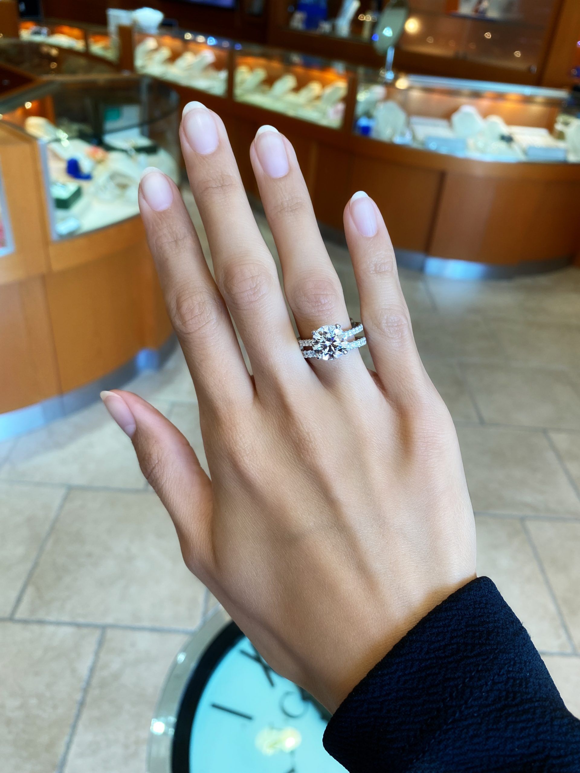 Amore Collection Diamond Engagement Ring and Wedding Band Close Up