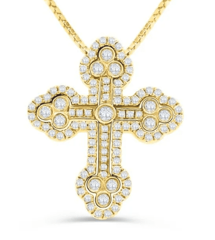 Grazia Collection Yellow Gold Diamond Cross