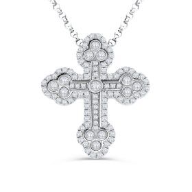 3 in 1 White Gold Diamond Cross Necklace Pendant