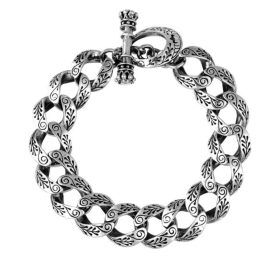 Ancona Sterling Silver Engraved Curb Link Bracelet