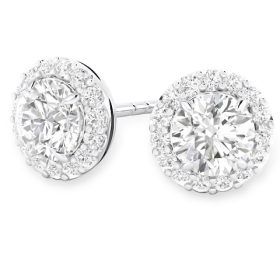 Ancona White Gold Diamond Halo Stud Earrings