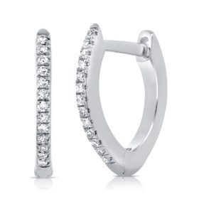 White Gold Diamond Fancy Huggie Hoop Earrings