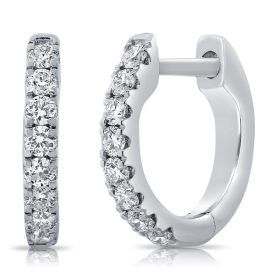 Ancona White Gold Diamond Huggie Hoop Earrings
