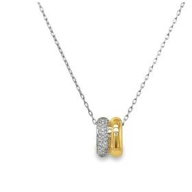Ancona Two-Tone Gold Diamond Geometric Pendant