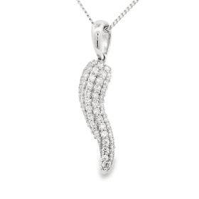 White Gold Diamond Cornicello Pendant