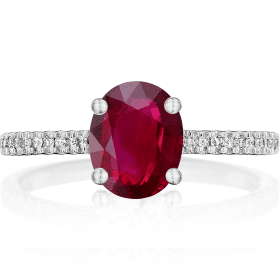 Ancona White Gold Oval Ruby & Diamond Accent Ring