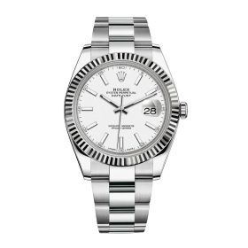 Rolex Datejust 41 – White Dial, Fluted Bezel, Jubilee Bracelet