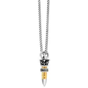 Sterling Silver Two Tone Bullet Pendant Necklace