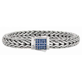 Ancona Sterling Silver Woven Blue Sapphire Bracelet