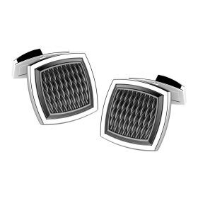 Silver and Black Wire Texture Cufflinks