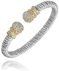 ahan Two-Tone Gold Diamond Crown-Cap Bangle