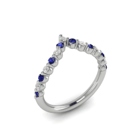 Diamond and Blue Sapphire Chevron Ring