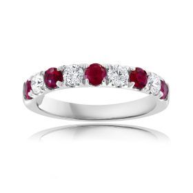 Ancona White Gold Ruby & Diamond Alternating Band