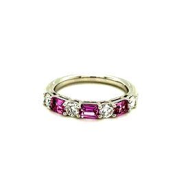 Ancona White Gold Pink Sapphire & Diamond Alternating Band