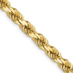 Yellow Gold Diamond Cut Rope Chain