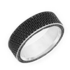 Ancona Signature Collection Men's Black Sapphire Wedding Band