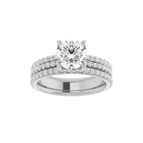 White Gold Triple Band Diamond Engagement Ring Setting
