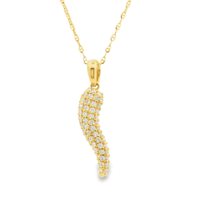 Yellow Gold Diamond Cornicello Pendant