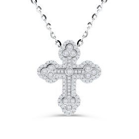3 in 1 White Gold Diamond Cross Necklace Pendant