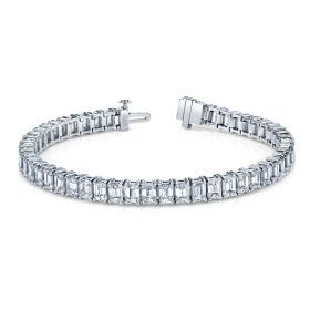 White Gold Emerald Cut Diamond Tennis Braeclet