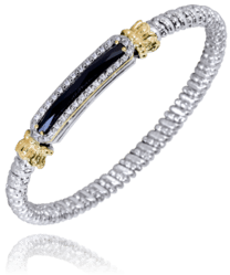 Vahan Two-Tone Gold Onyx & Diamond Bangle