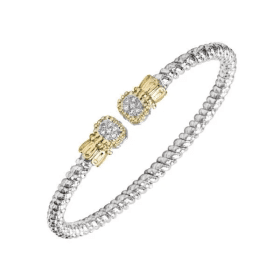 Ball Tip Diamond Bracelet in Gold and Silver