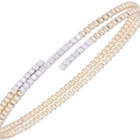 Two-Tone Diamond Bypass Beaded Bangle