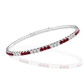 Ruby and Diamond Bangle in White Gold