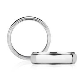 Bright Polished, Step Edged Classic Men's Ring