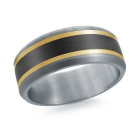 Yellow Gold Carbon Fiber Ring