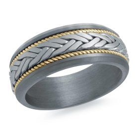 Two-Tone Yellow & White Gold And Tantalum Polished Band