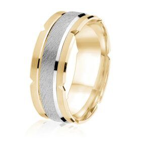 Two-Tone Yellow & White Gold Satin Band
