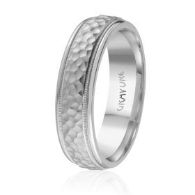 White Gold Carved Wedding Band