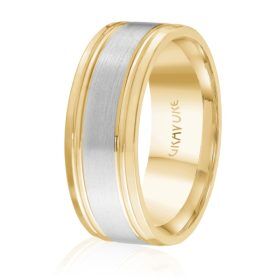 Two-Tone Satin & Polished Carved Wedding Band