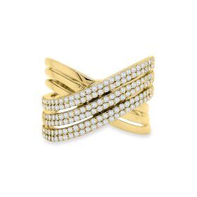 Ancona Yellow Gold Diamond Criss Cross Ring